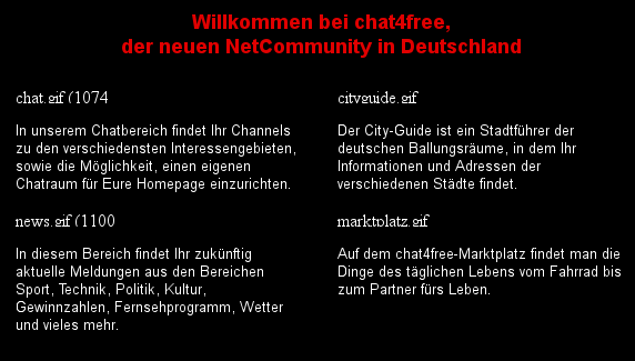 chat4free.de im Jahr 1999